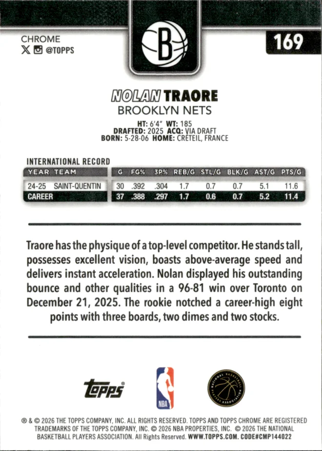 Nolan Traore card back