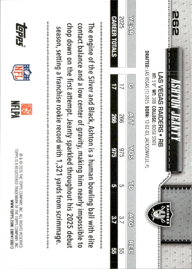 Ashton Jeanty card back