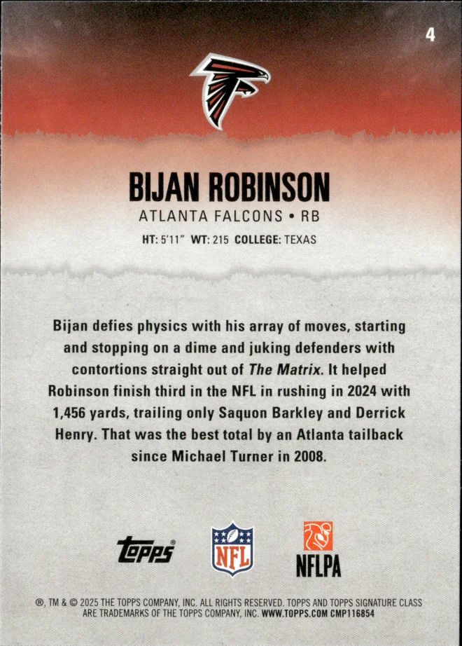 Bijan Robinson card back