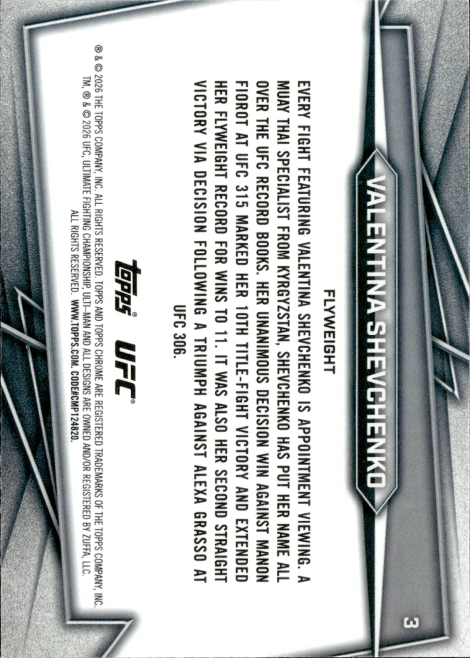 Valentina Shevchenko card back