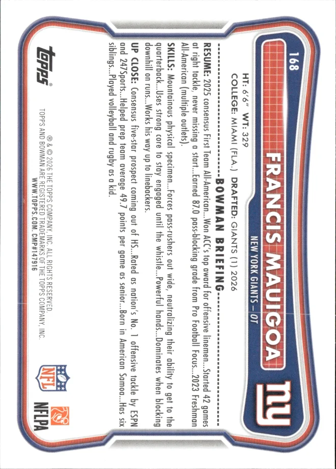 Francis Mauigoa card back