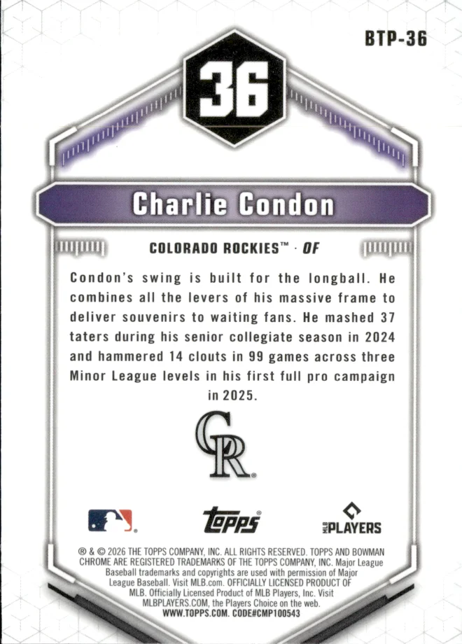 Charlie Condon card back