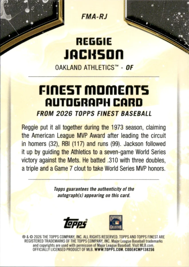 Reggie Jackson card back