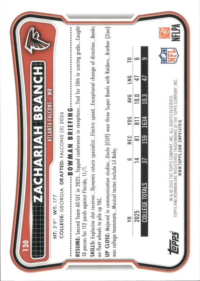 Zachariah Branch card back