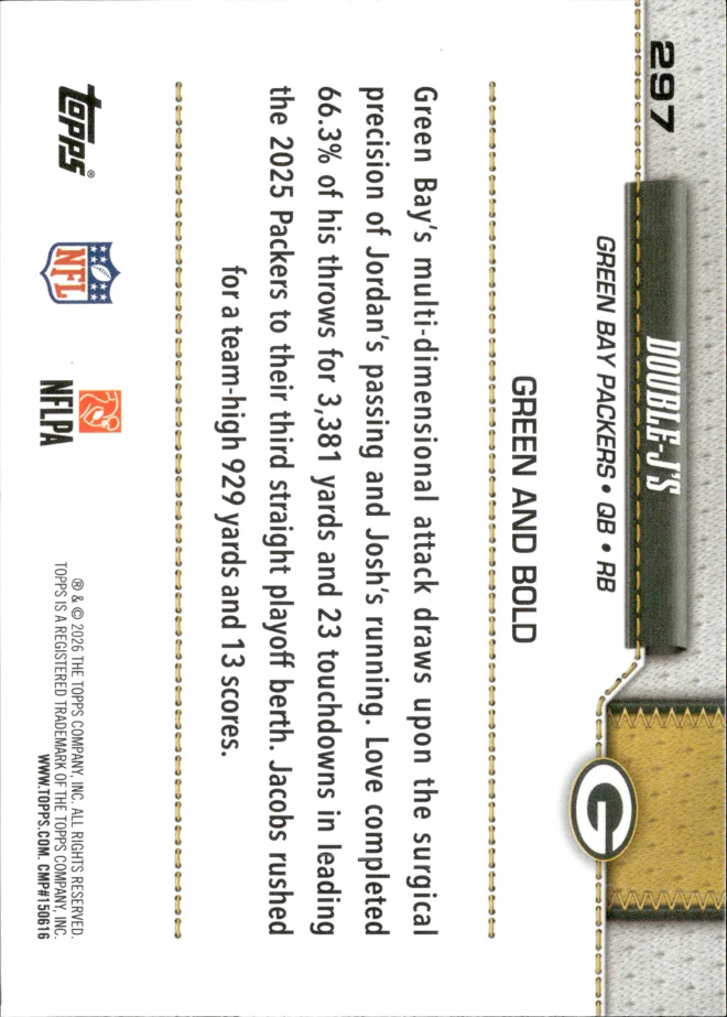 Jordan Love / Josh Jacobs card back