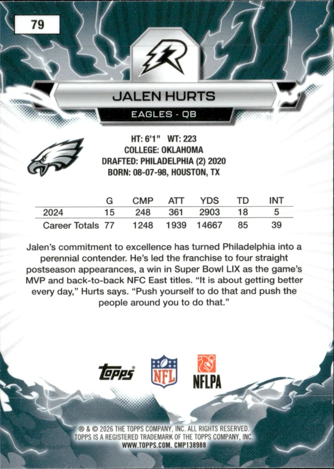 Jalen Hurts card back
