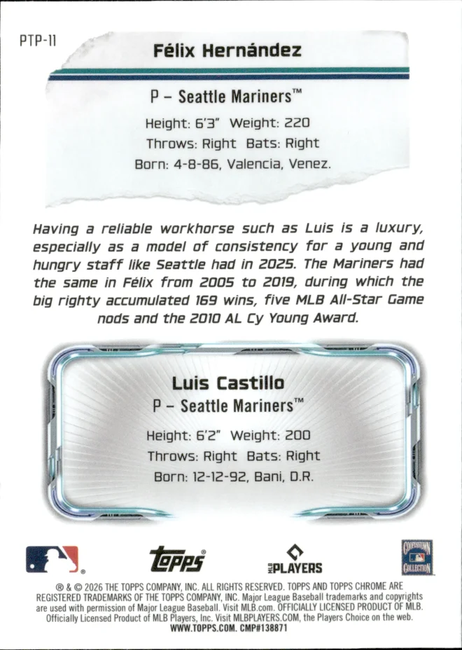 Félix Hernández / Luis Castillo card back