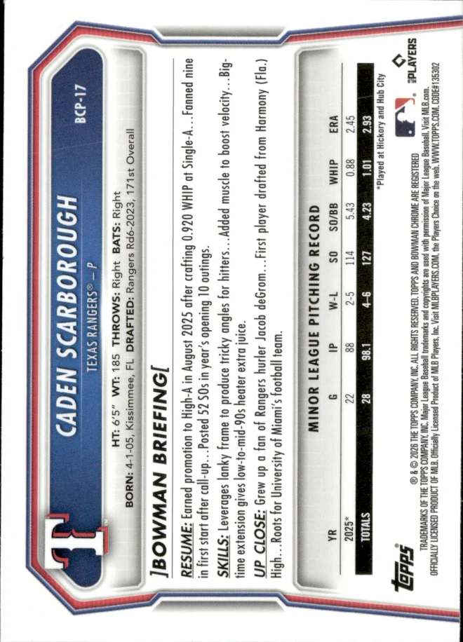 Caden Scarborough card back