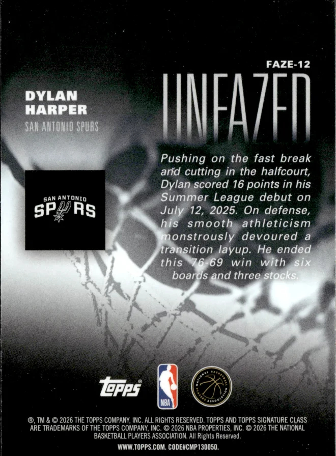 Dylan Harper card back