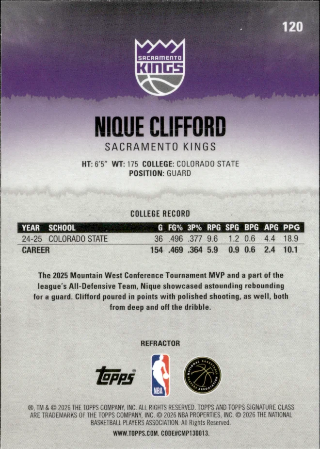 Nique Clifford card back