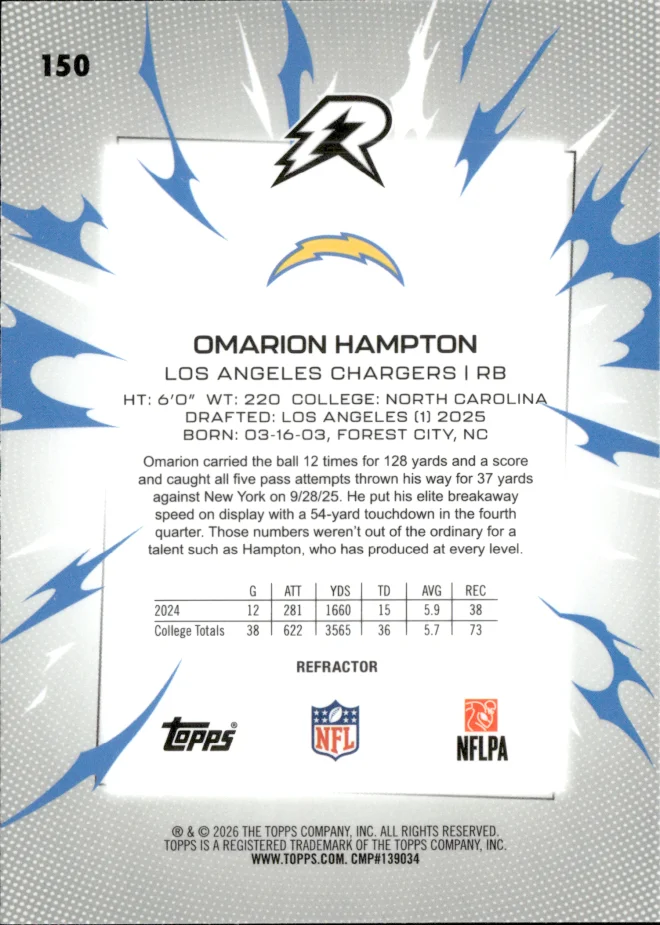 Omarion Hampton card back