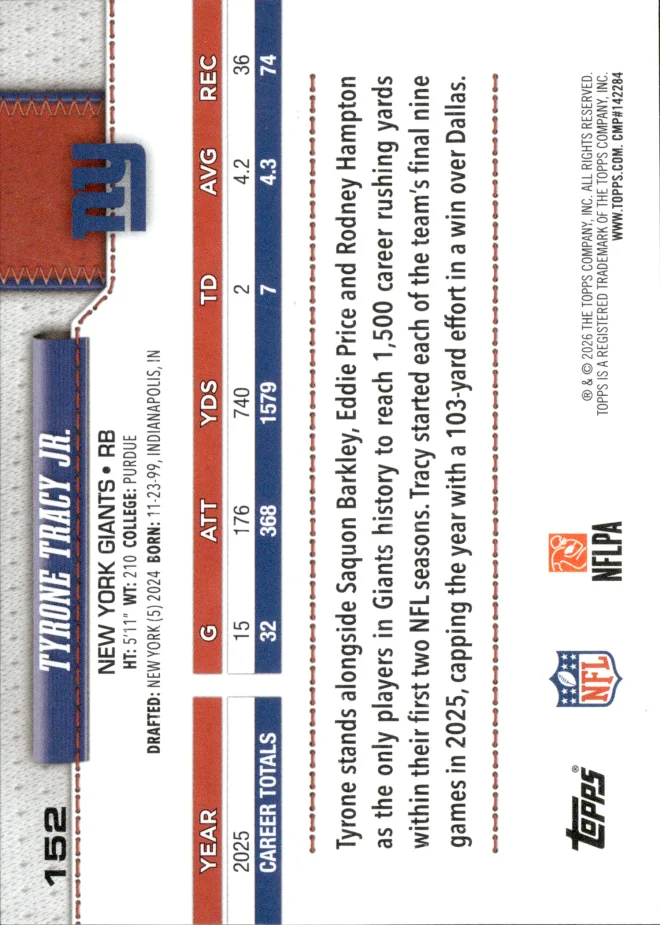 Tyrone Tracy Jr. card back