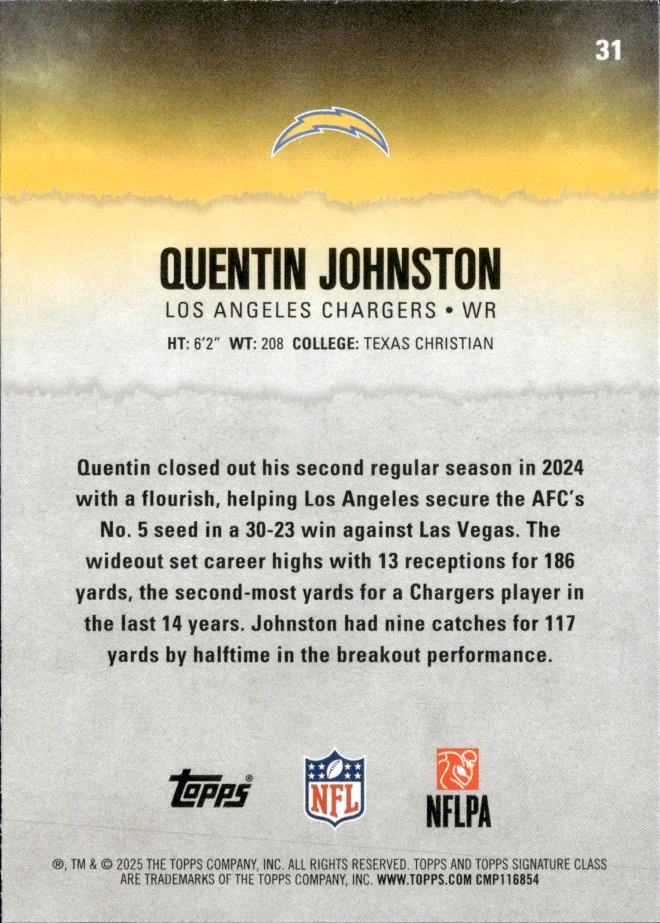 Quentin Johnston card back