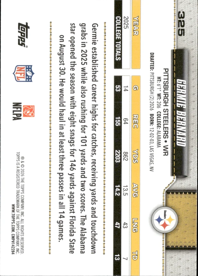 Germie Bernard card back