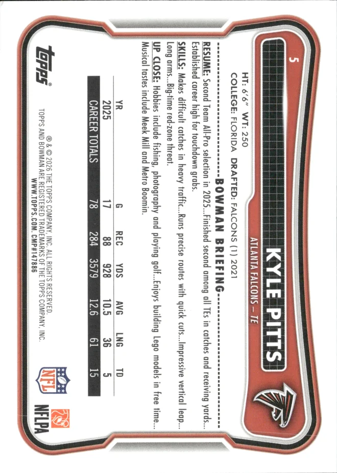 Kyle Pitts card back