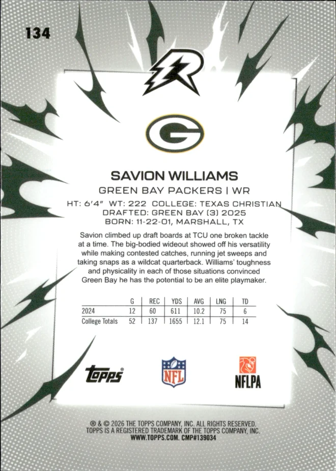 Savion Williams card back