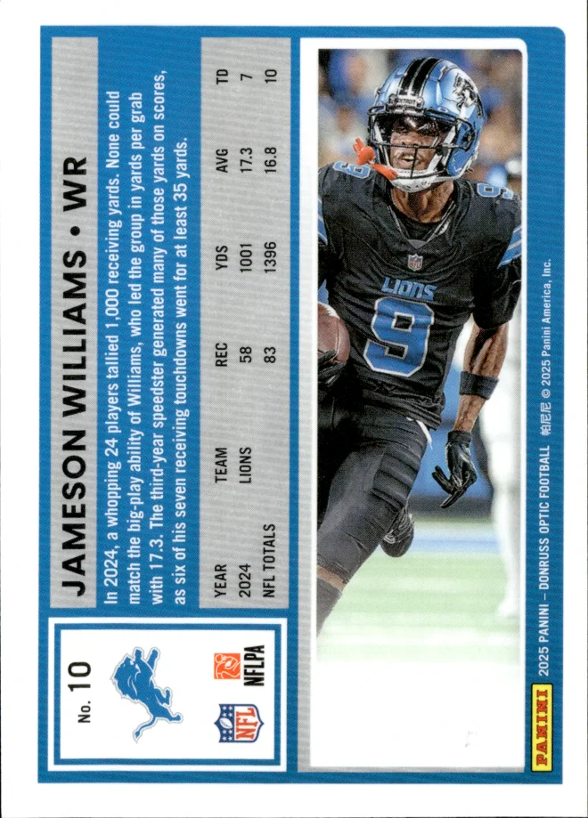 Jameson Williams card back