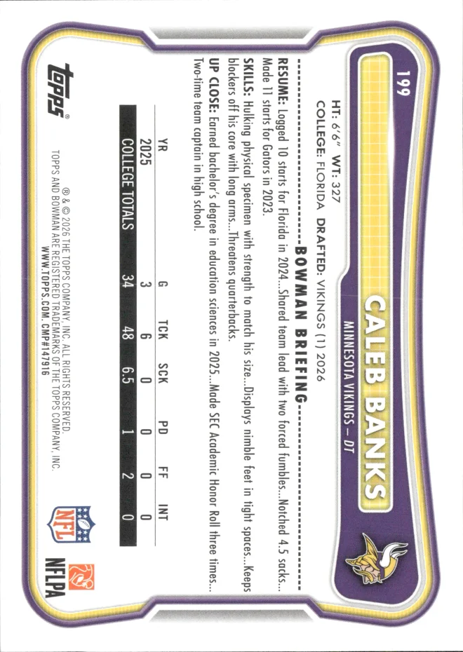 Caleb Banks card back