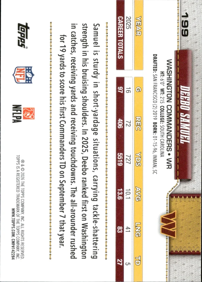 Deebo Samuel card back