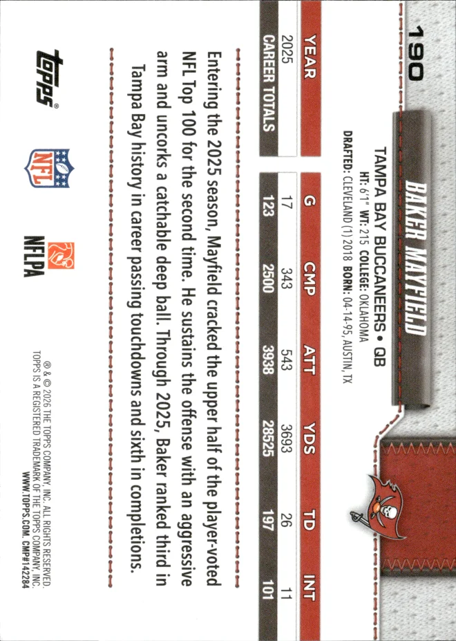 Baker Mayfield card back