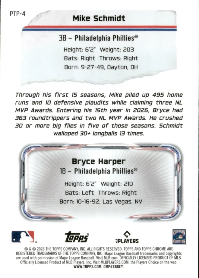 Mike Schmidt / Bryce Harper card back