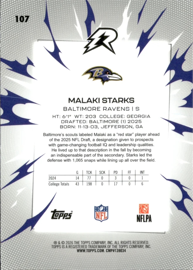 Malaki Starks card back