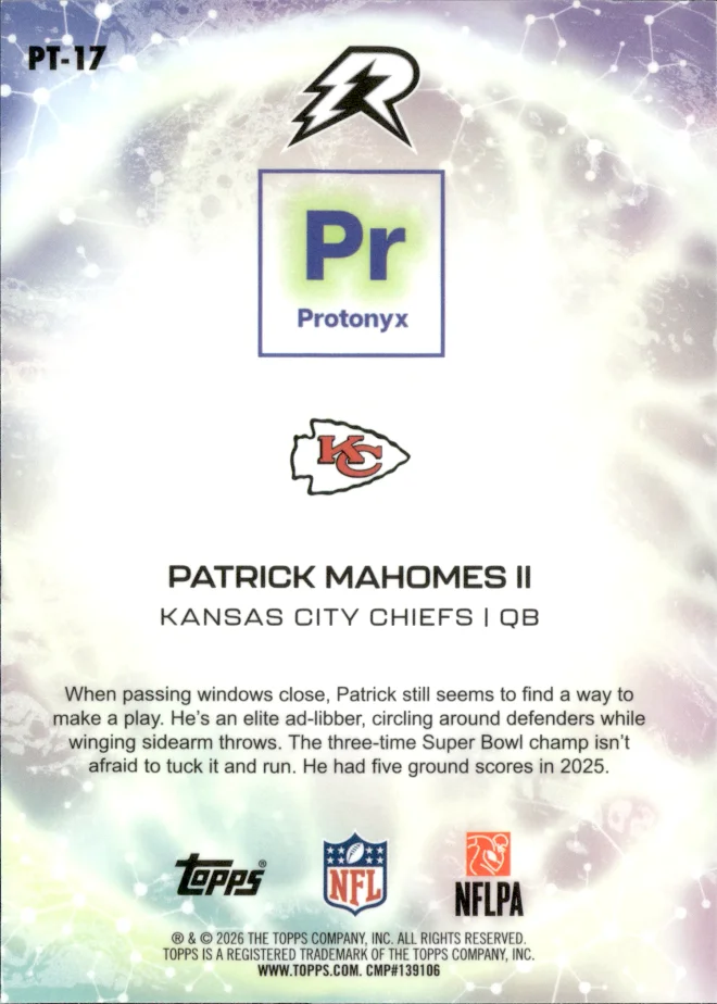 Patrick Mahomes II card back