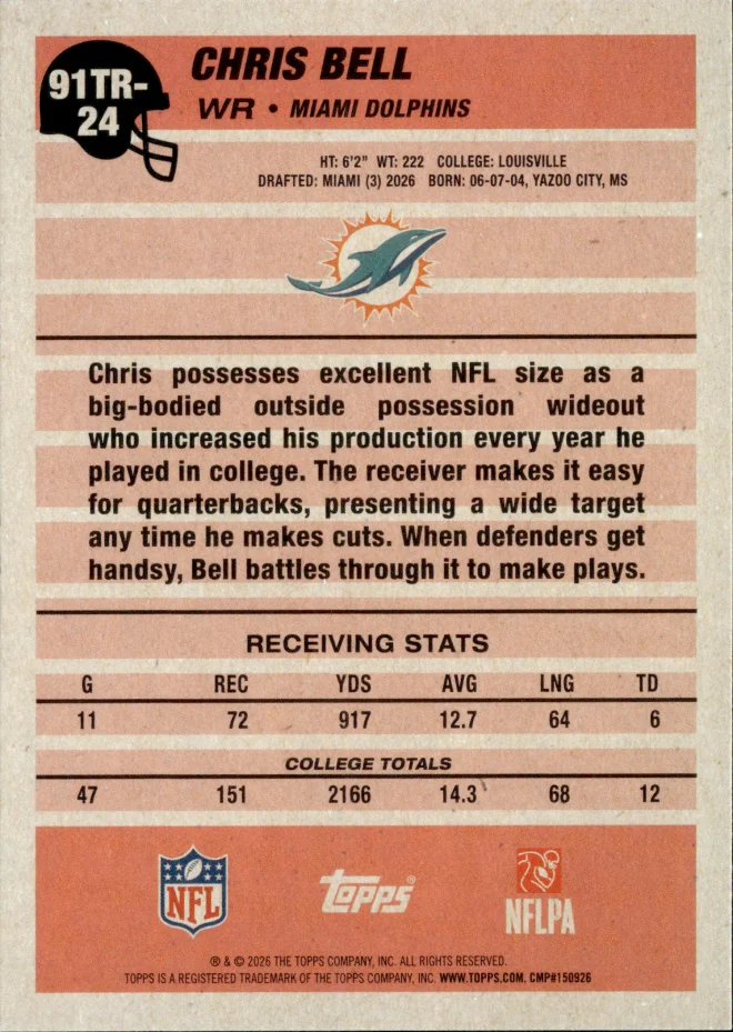 Chris Bell card back