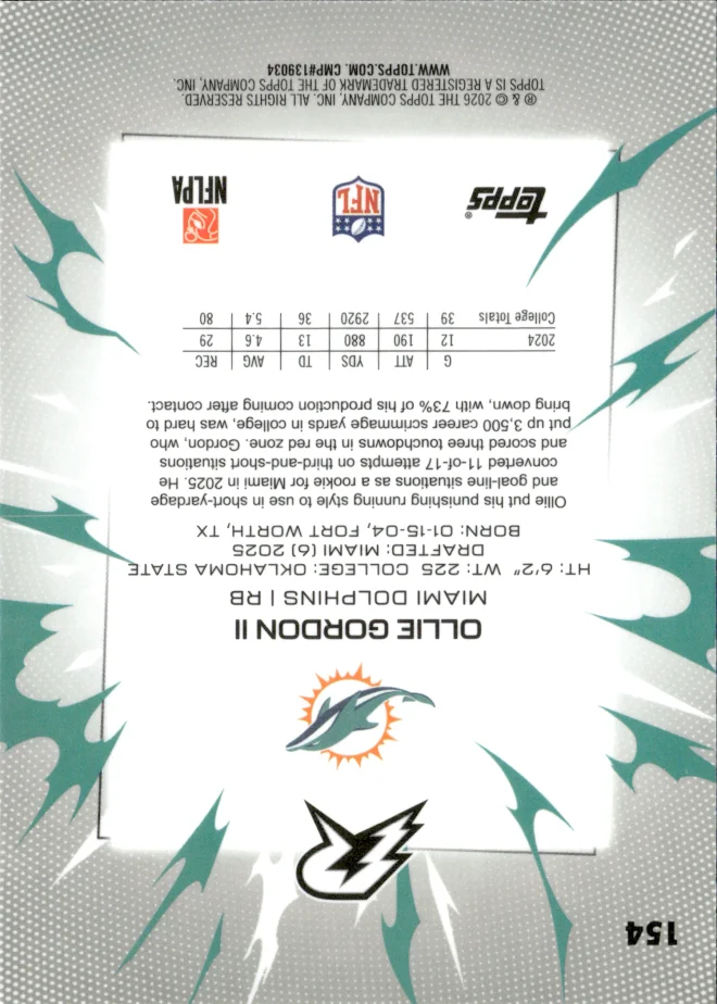 Ollie Gordon II card back