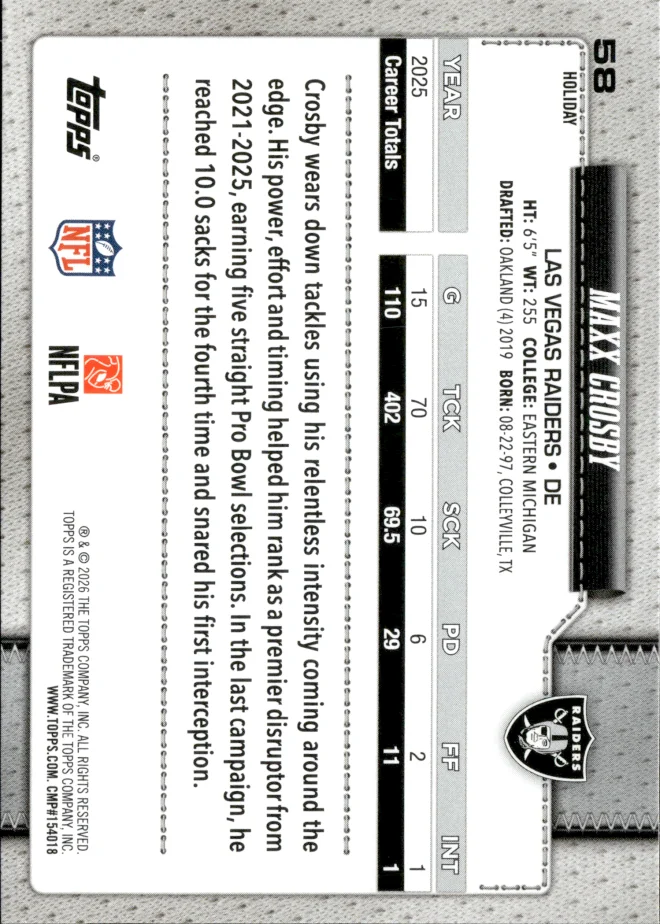 Maxx Crosby card back