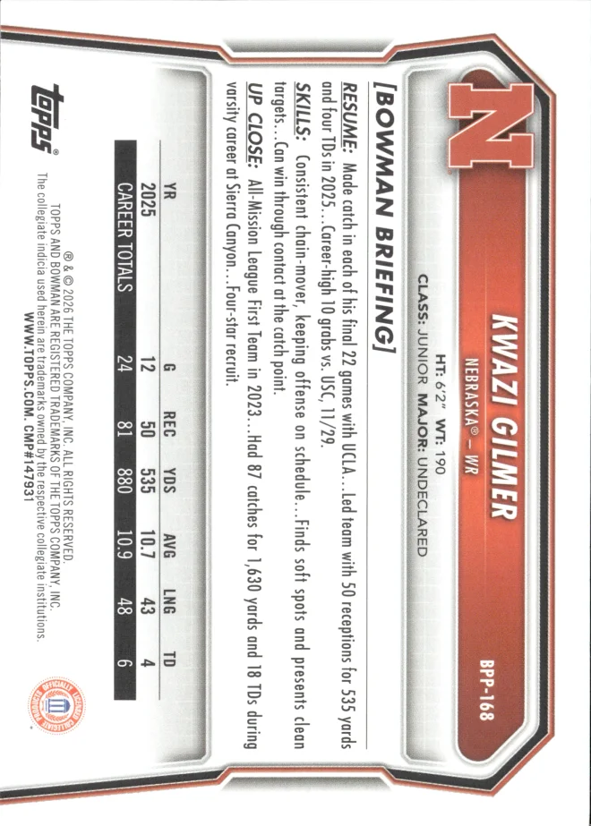 Kwazi Gilmer card back