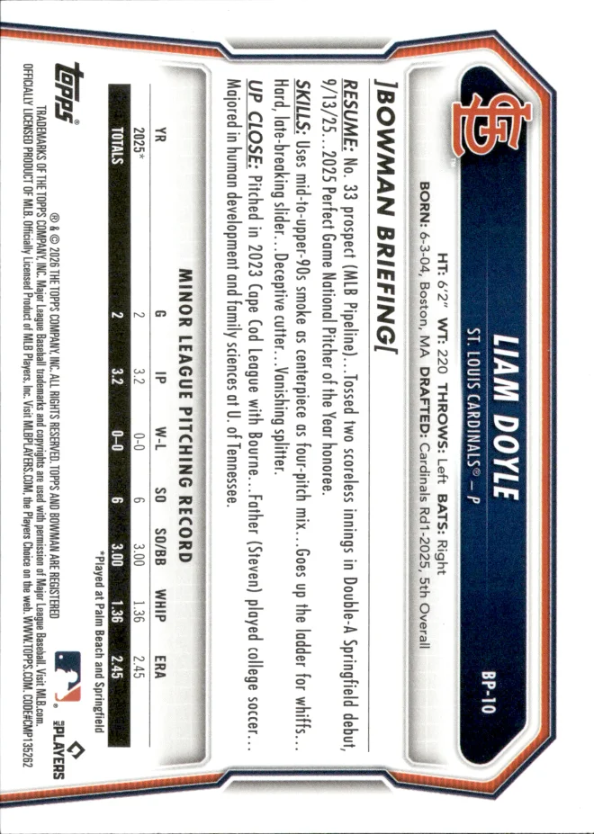 Liam Doyle card back