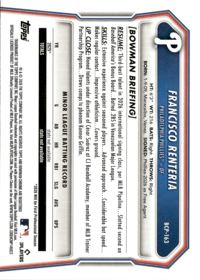 Francisco Renteria card back