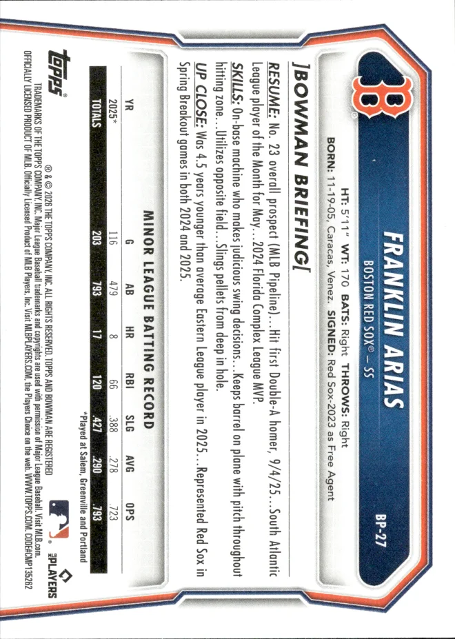 Franklin Arias card back