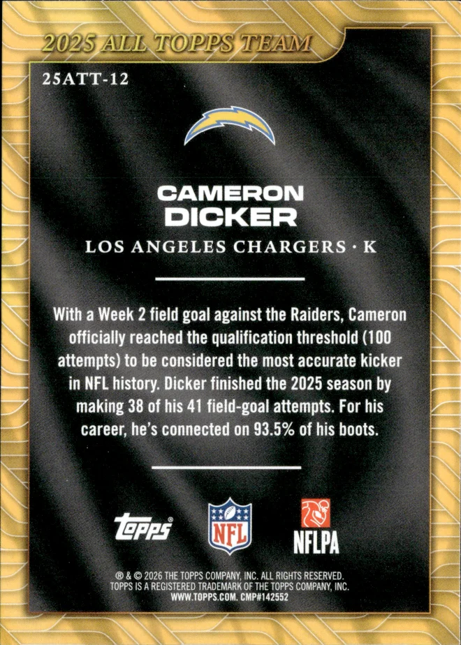 Cameron Dicker card back