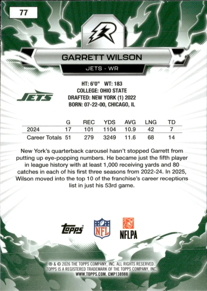 Garrett Wilson card back