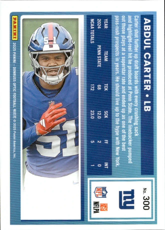 Abdul Carter card back
