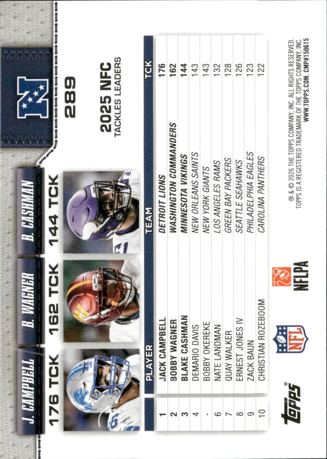 Jack Campbell / Bobby Wagner / Blake Cashman card back