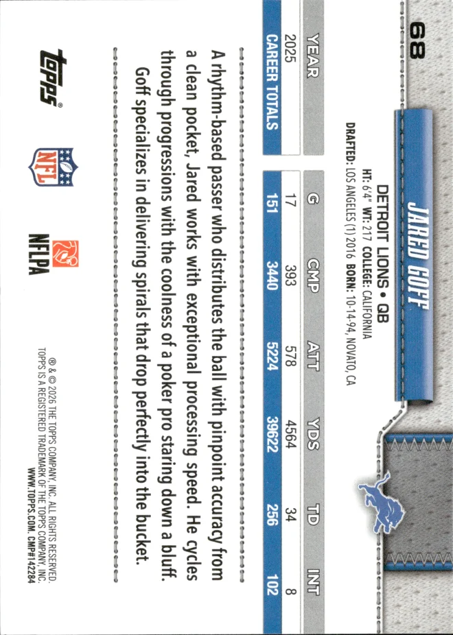 Jared Goff card back