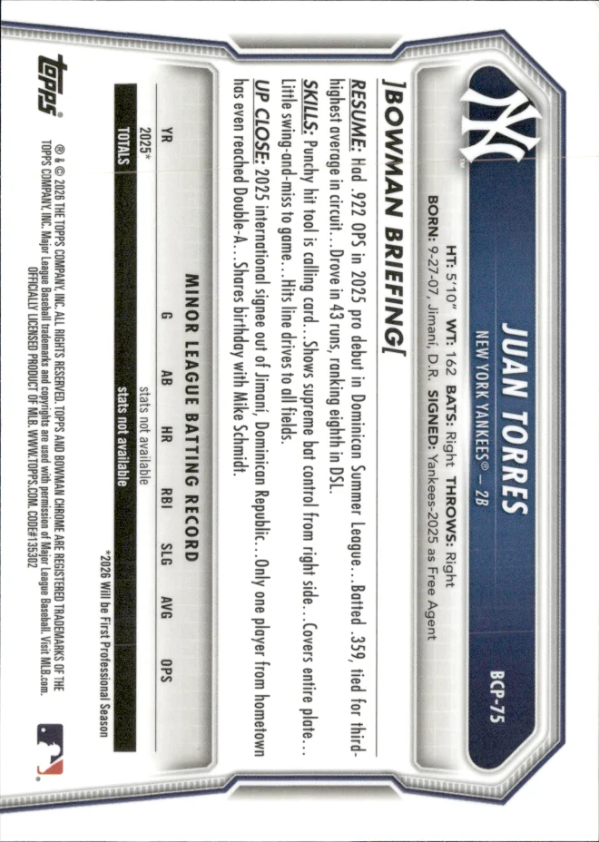 Juan Torres card back