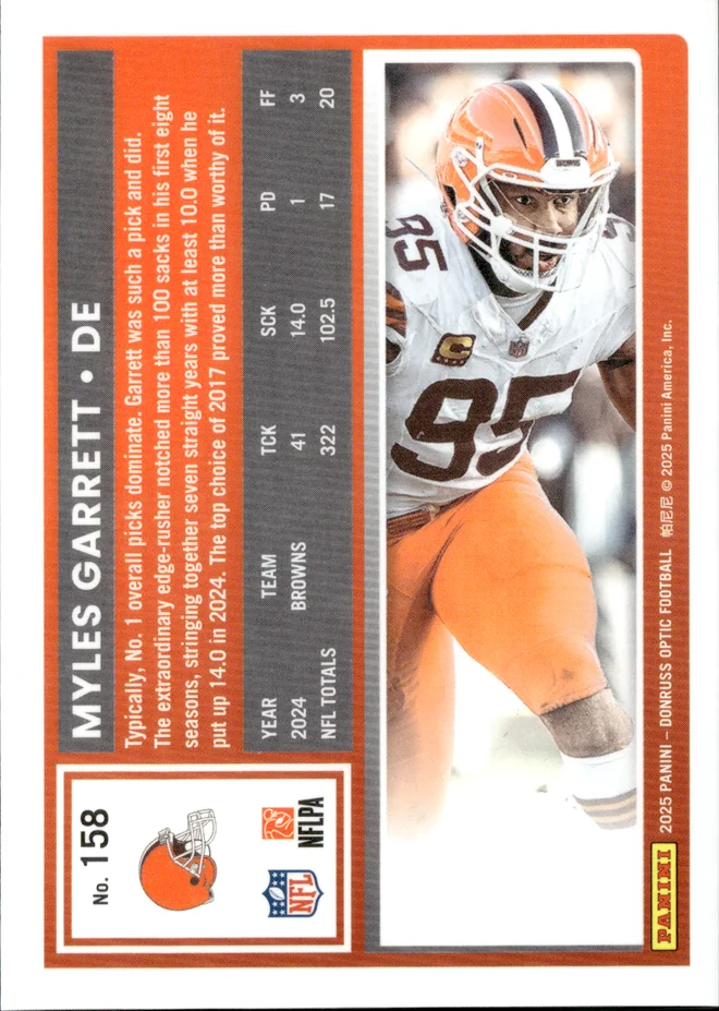 Myles Garrett card back