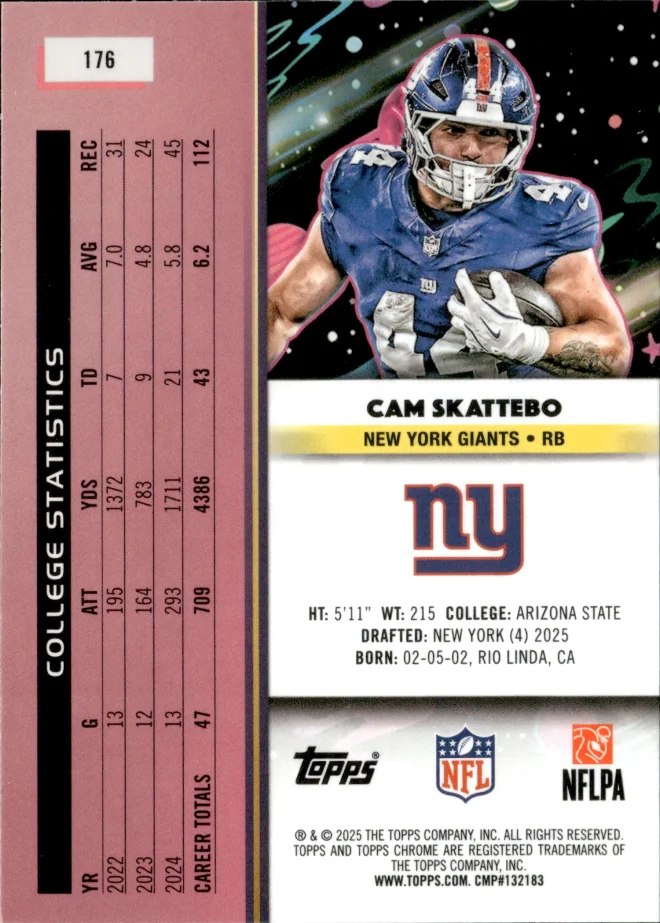 Cam Skattebo card back