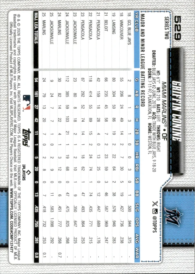 Griffin Conine card back