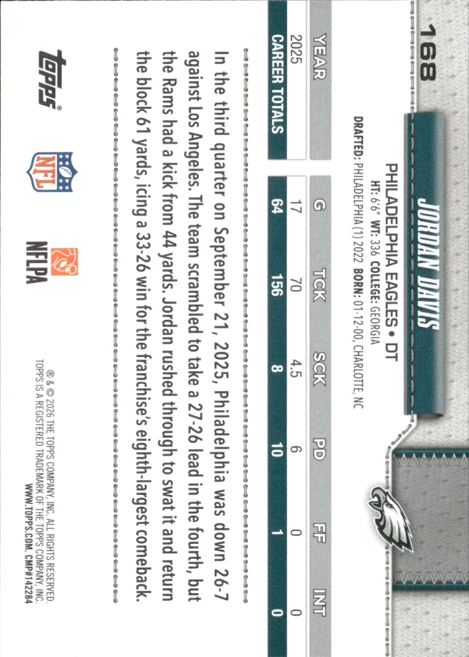 Jordan Davis card back