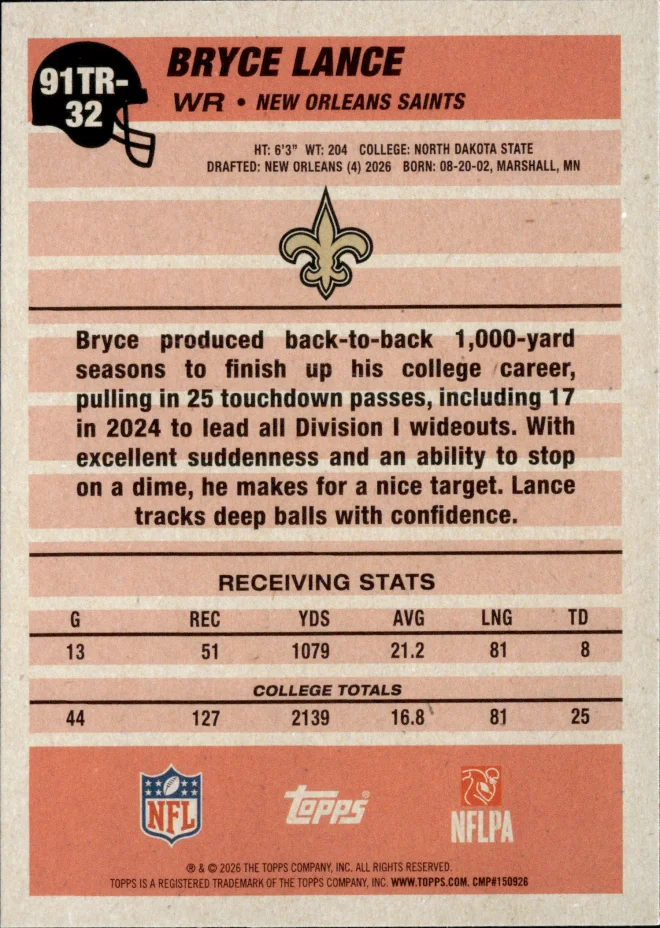 Bryce Lance card back