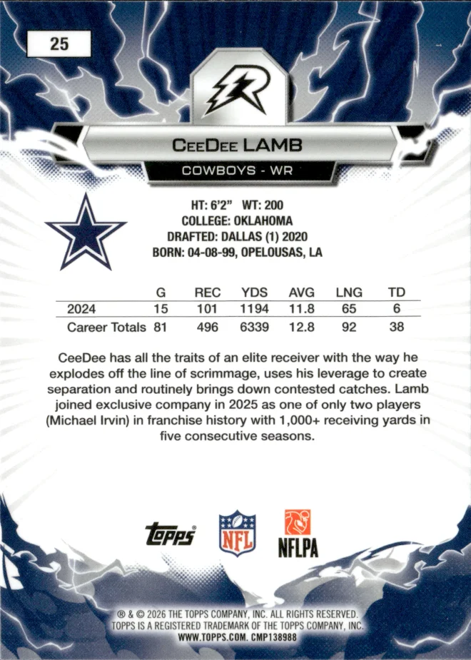 CeeDee Lamb card back