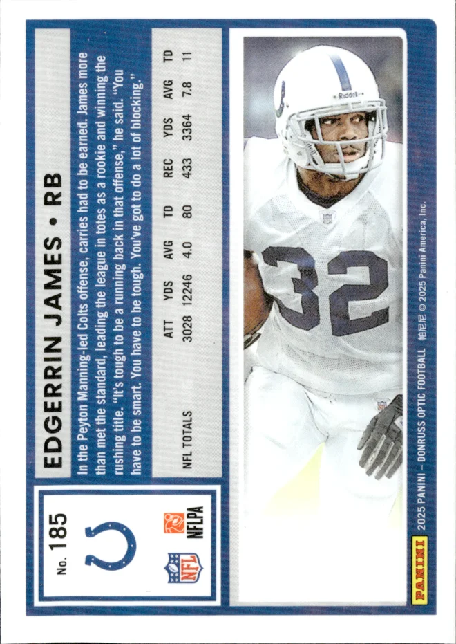 Edgerrin James card back