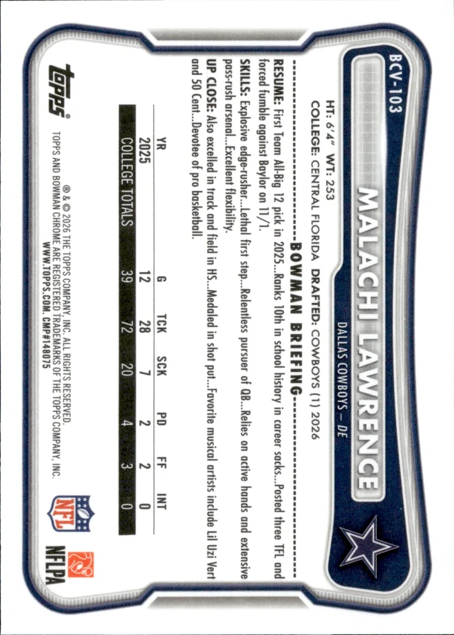 Malachi Lawrence card back