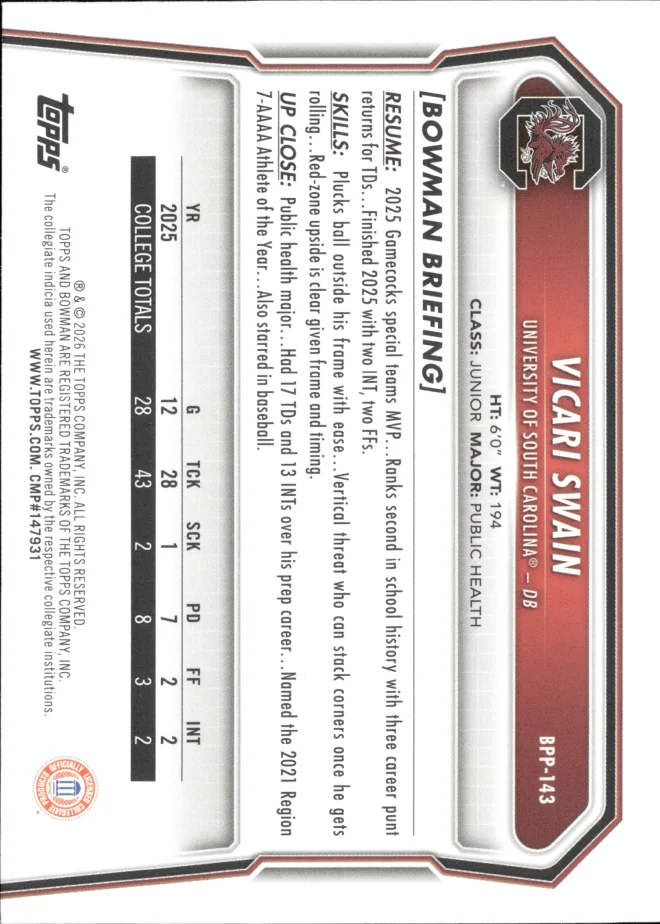 Vicari Swain card back