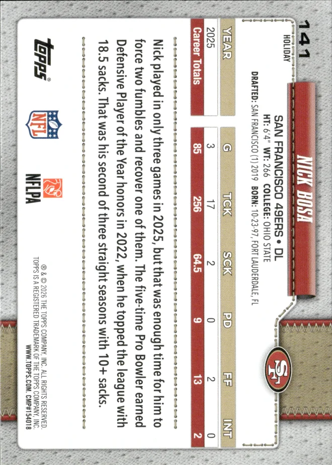 Nick Bosa card back